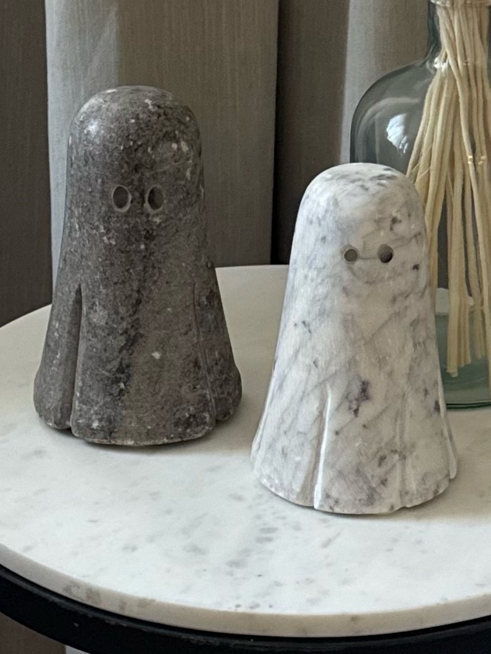 Set of 2 - Viral Home Goods Genuine Marble Ghost Figurines TikTok